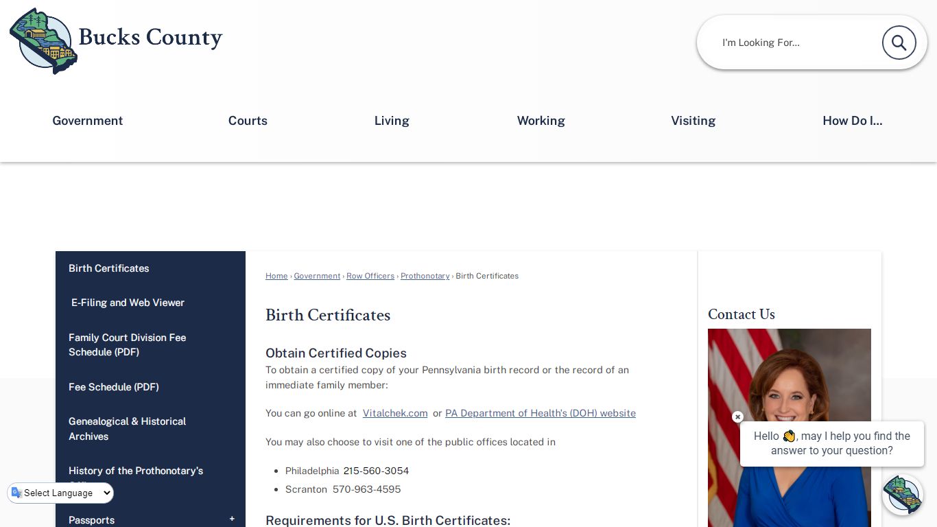 Birth Certificates | Bucks County, PA